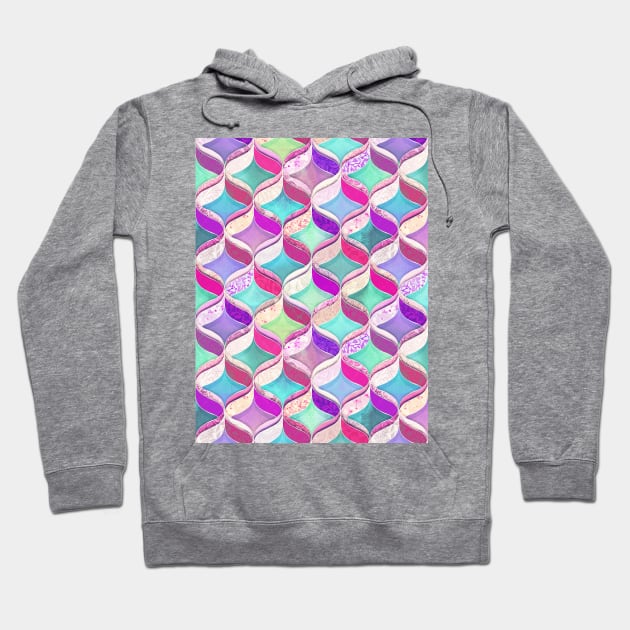 Patchwork Ribbon Ogee Pattern with Pink & Purple Hoodie by micklyn